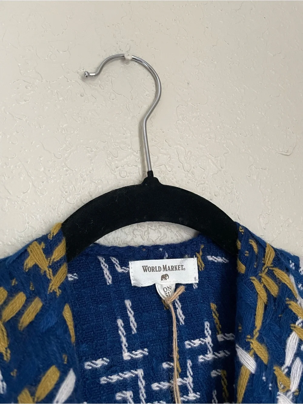 New World Market Plaid Wrap One Size Longline Blue Multicolor